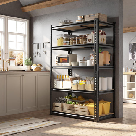 DurayLoly 63" H Garage Shelving 31.5" W Storage Shelves Adjustable 2000LBS Metal Shelving Heavy Duty 5 TierGarage Shelves for Pantry Kitchen Closet Basement Warehouse DurayLoly