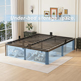14 inch King Size Bed Frame with Round Corner Legs and Headboard Hole Mattress Slide Stopper 3500 lbs Heavy Duty Metal Platform,Steel Slat Support,No Box Spring Needed,Easy Assembly,Noise Free Yitong Angel
