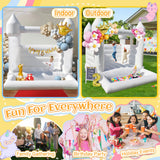 Inflatable White Bounce House for Kids,12x10x10ft Inflatable Bounce House with Ball Pit & Blower,Indoor/Outdoor PVC Jumping Bouncy Castle for Kids Birthday Party, Wedding, Backyard Yiersanwin