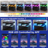 HOMMPA LED Nightstand with Wireless Charging Station & USB Ports, Modern Bedside Table, Black Night Stand with Open Compartment, Smart Nightstand High Gloss Surface for Bedroom HOMMPA