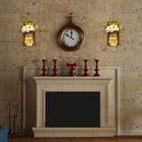 Lightess Wall Decor Mason Jar Sconces with Remote Control, Rustic Home Decor Wall LED Fairy Lights with White Rose, Farmhouse Wall Decorations Lights Set of Two for Dining Room Living Room Lightess