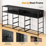 EnHomee 55” W Dresser, Black Dresser for Bedroom with Power Outlet & LED Lights for 65" TV Stand for Bedroom Dresser with 9 Fabric Drawers, Sturdy Dressers for Bedroom, Closet, Entryway EnHomee