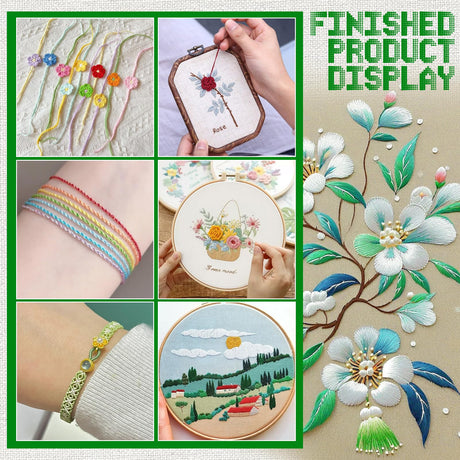 16 Skeins Colorful Series Embroidery Floss, 8m Cotton Cross Stitch Thread, Friendship Bracelet String Including Plastic Floss Bobbins, for DIY Making, Embroidery Crafts Dercuy