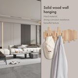 Natural Wood Wall Mounted Piano Coat Rack| Coat Rack Wall Mount| Flip Down Wall Hook Rack 6 Hooks| Entryway Wall Art Hook,Made of Acacia Wood Wall Art HLYYCC