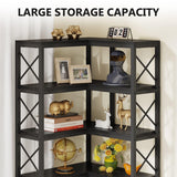LITTLE TREE 79 inches Tall Bookshelf Bookcase, 7-Tier Corner Book Shelf, Modern Freestanding Open Book Shelves, Black Shelving Unit Display Shelf for Living Room LITTLE TREE