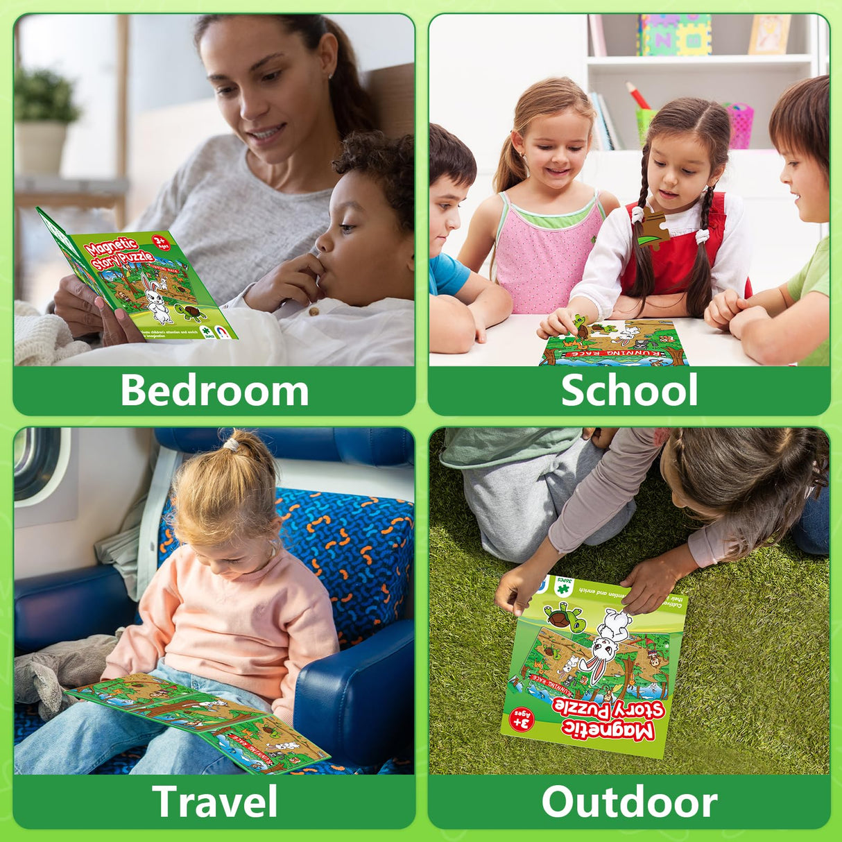 Quilinz Jigsaw Puzzles,Magnetic Animal Puzzles for Toddlers Age 4-6,Sequence Cards for Kids 3-5,Story Telling Cards,Airplane Car Road Trip Activities,Toddler Travel Activities,Preschool Learning Toys Quilinz