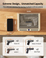 BILLCONCH Gun Safe for Handgun - Biometric Pistol Safe 4 Ways Quick Access with Fingerprint/Full-digital Keypad/Key/APP Lock and Security Cable for Nightstand Bedside Home - Limited Gold BILLCONCH