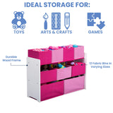 Delta Children Deluxe Multi-Bin Toy Organizer with Storage Bins, White/Pink Bins Delta Children