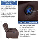 RecPro Charles Collection | 30" Powered Zero Wall Recliner | Wall Hugger Recliner | RV Living Room (Slideout) Chair | Mahogany, 1-Pack RecPro