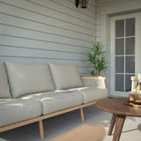 Acanva Modern All-Weather Aluminum Outdoor Patio Sofa with Thick Cushions, Olefin Fabric Sunroom Backyard Furniture, Couch Light Khaki Acanva