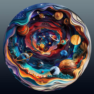 Wooden Puzzle for Adults-Wooden Puzzle Unique Shape Advanced 3D Universe Wooden Jigsaw Puzzle for Adults and Kids,Best Gift,Wood Puzzles,Challenge Wooden Jigsaw Puzzle (L-13.4 * 13.4in-300pcs)