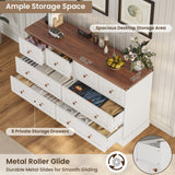 Hasuit White 8 Drawer Dresser, 55.1" Wide Farmhouse Dressers Chest of Drawer, Wood Bedroom Dresser with Hand Carved Panel, Large Capacity Clothing Storage Organizer for Bedroom, Living Room, Hallway Hasuit