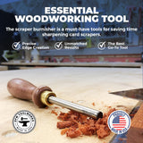 DFM Tool Works Cabinet Scraper Burnisher Tool - with Hard Maple Handle and Super Hard High Speed Steel Rod - Ideal for Card Scraper Burnishing and Woodworking Applications - Made in USA DFM Tool Works