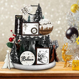 FairySandy Christmas Tiered Tray Decor Wooden Sign Farmhouse Tier Tray Decorations for Home Xmas Winter Party Bathroom Kitchen Bedroom (Stylish Style, 15 Pcs) FairySandy