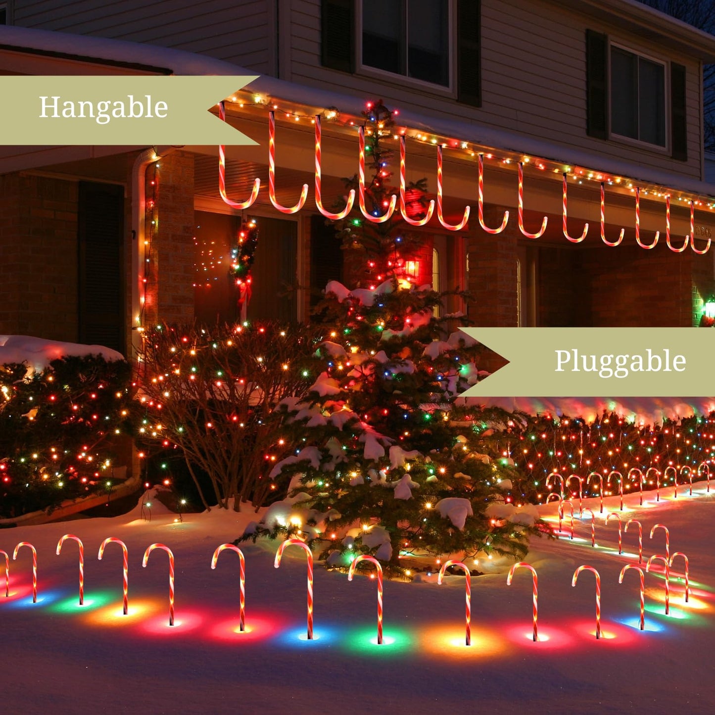 24-Pack Upgraded Solar Christmas Candy Cane Lights, Solar Pathway Lights Waterproof, Christmas Decorations Outdoor with 8 Modes for Party Patio Garden Lawn Yard Decor