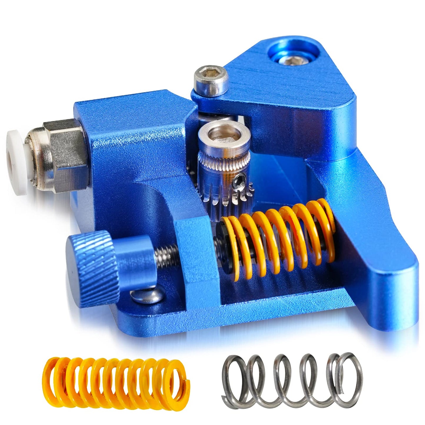 Updated Dual Gear Ender 3 Extruder, Dual Hardened Steel Drive Gear CR10S Pro Extruder Blue Compatible for Ender 3 V2, Ender 3 Pro,Ender 3 Max,Ender 5/CR10,3D Printer 1.75 mm Filament Extruder - WoodArtSupply