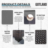 Gotland 14 Pieces Patio Furniture Set Outdoor Sectional Wicker Furniture All-Weather PE Rattan Patio Conversation Sets w/12 Replaceable Grey Waterproof Cushions and 2 Coffee Table Gotland