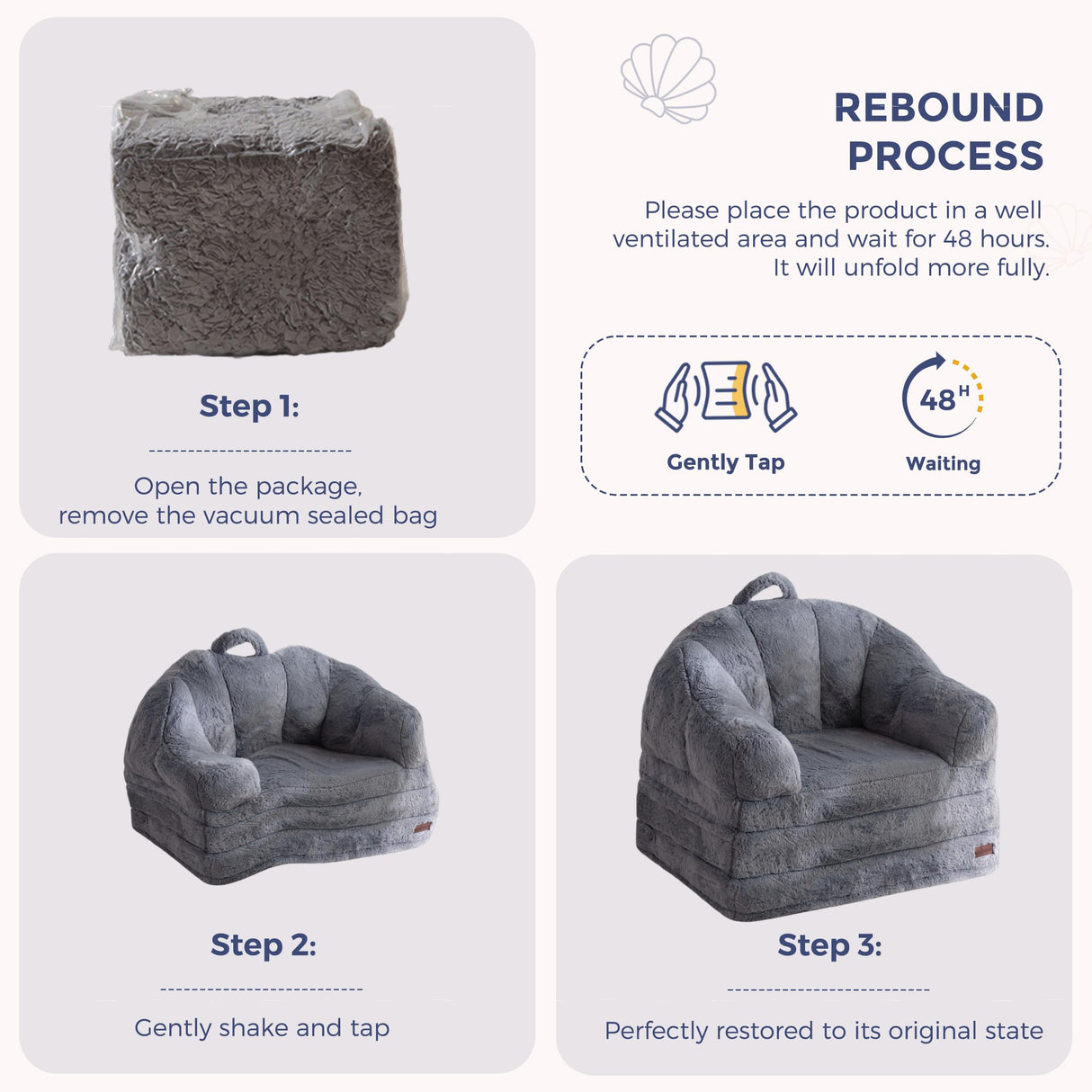 MAXYOYO Folding Sofa Bed, 2 in 1 Convertible Sofa to Lounger Comfy Single Bean Bag Chair for Adults, Floor Sleeper Couch with Handle, Faux Fur Couch Bed for Living Room Bedroom, Grey MAXYOYO