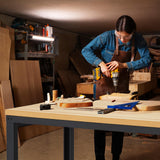 Adjustable Height Wood Workbench, 60" L X 24" W 2000 Lbs Capacity Heavy Duty Work Bench, Smooth Surface Work Table with Power Outlets for Garage, Workshop, Office, Home Antifir