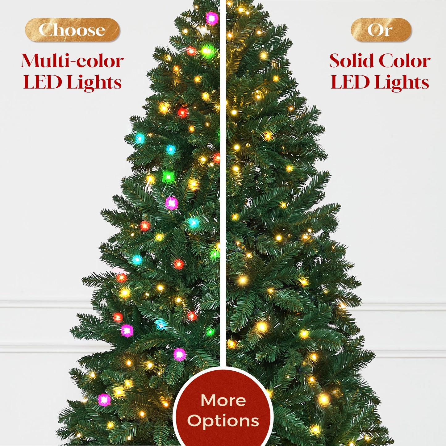 HOLLO STAR 9ft Prelit Christmas Tree with 550 LED Lights, Artificial Slim Christmas Tree with App-Controlled Multi-Color RGB Lights, 1290 Branch Tips, Easy to Assemble, for Home, Party