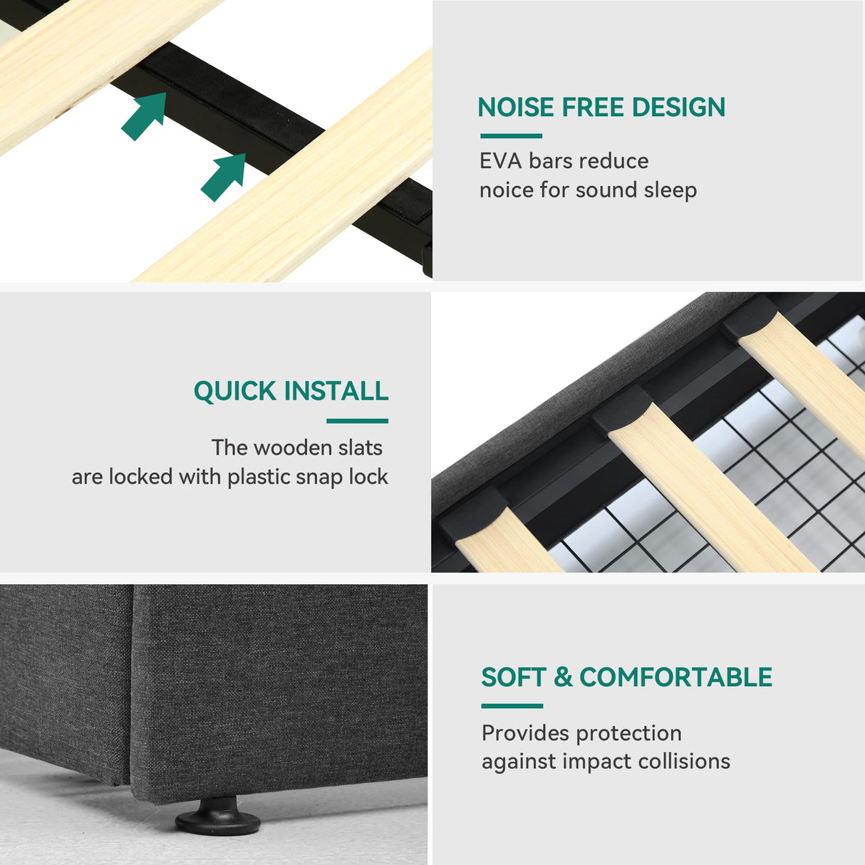 YITAHOME Queen Upholstered Platform Bed Frame with Wingback Headboard and 4 Storage Drawers, Built-in Outlets and USB Ports, Sturdy Wood Slats, No Box Spring Needed - Gray YITAHOME