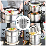 MANO Steamer Pot for Cooking 11.8 inch Steam Pots with Lid 2-tier Stainless Steel Steaming Pot Multipurpose Cookware with Handle for Vegetable, Dumpling, Stock, Sauce, Food MANO