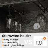 RoyalCraft 52'' Wine Bar Cabinet with Storage, Farmhouse Liquor Coffee Bar Cabinet for Home, Large Buffet Table with Drawers, Sliding Barn Door, Wine & Glass Rack, Dining Room, Rustic Dark Grey RoyalCraft