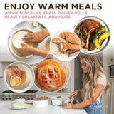 Everbrook Authentic Wood and Ceramic Tortilla Warmer - Tortilla Holder with Lid - Bread Warmer - Pancake Holder- Roti Box - 8.5 Inches Everbrook