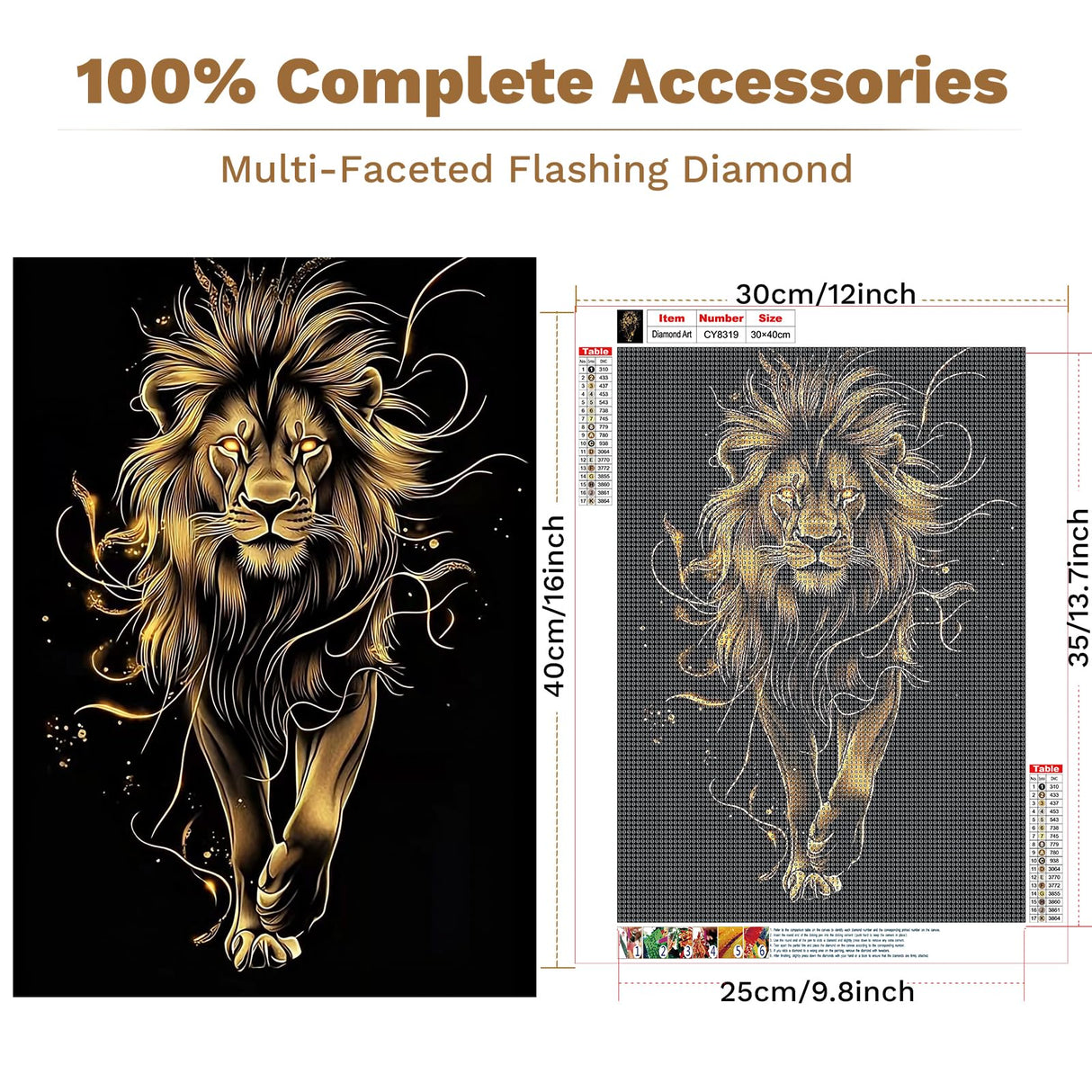 ZENDIYO Lion Diamond Painting Kits for Adults, 5D Diamond Art Kits for Adults Beginners, DIY Full Drill Diamonds Dots Gem Art Painting Crafts for Home Wall Decor 12x16inch ZENDIYO