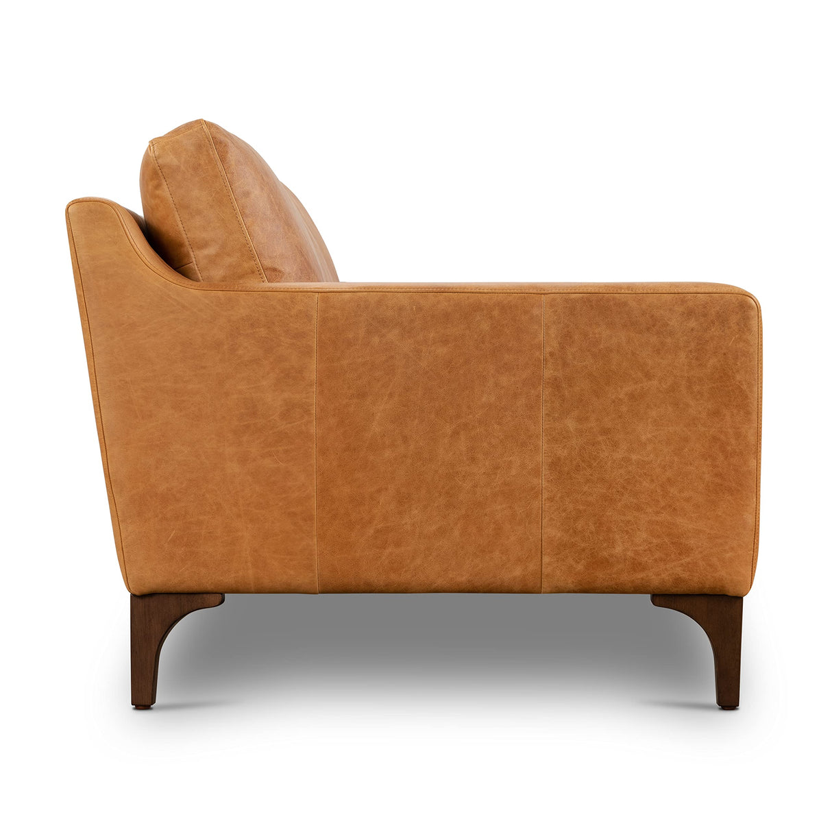 POLY & BARK Sorrento Leather Couch – 86-Inch Leather Sofa with Tufted Back - Full Grain Leather Couch with Feather-Down Topper On Seating Surfaces – Pure-Aniline Italian Leather – Cognac Tan POLY & BARK