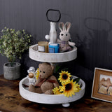 2 Tier Tray Rustic Cake Stand Farmhouse Kitchen Decor Centerpiece,Farmhouse 2 Tier Serving Tray with Handle for Coffee Bar SWT8CAI