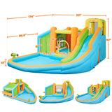 Yaheetech Inflatable Bounce House, Water Bouncer Castle for Kids Aged 3-10 W/Splash Pool, Toy Market Stand, Bouncer Area, Slide, Climbing Wall, Storage Bag, 520W Blower for Outdoor Backyard Yaheetech