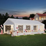 EROMMY 13x26ft Outdoor Party Tent, Heavy Duty Wedding Canopy with 8 Removable Sidewalls, 2 Roll-up Doors & 2 Storage Bags, Gazebo Shelter Tent for Party Event Commercials, White EROMMY