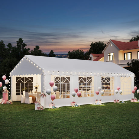 EROMMY 13x26ft Outdoor Party Tent, Heavy Duty Wedding Canopy with 8 Removable Sidewalls, 2 Roll-up Doors & 2 Storage Bags, Gazebo Shelter Tent for Party Event Commercials, White EROMMY