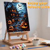 EMIEAUFG Creative Paint by Number Kit for Adults,Halloween Haunted House DIY Paint by Numbers Set for Home Decor and Gifting - 12x16 Inch EMIEAUFG