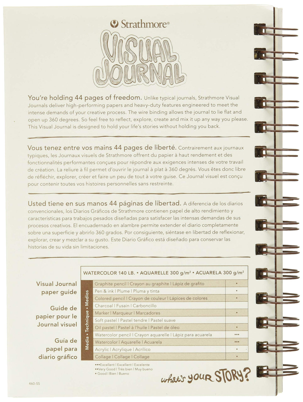 Strathmore 460-55 400 Series Visual Watercolor Journal, 140 LB Cold Press, 5.5"x8", 22 Sheets , White Strathmore