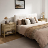 SICOTAS Night Stand Set of 2, Rattan Nightstand with Drawers and Storage Shelf - Boho Bedside Table Narrow Side Table for Bedroom, Small Space SICOTAS