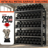 REIBII Garage Shelving Heavy Duty 2500LBS Storage Shelves 40" W Garage Shelves Heavy Duty Shelving Metal Shelves for Warehouse, Basement, Pantry, 40" W x 17.7" D x 72.2" H, 2Pack REIBII