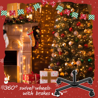 Mordx Christmas Tree Stand with Wheels,Metal Artificial Rolling Christmas Tree Stand for 4 to 6 ft Artificial Trees，Locking Wheels(16'',Φ0.94)