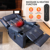 EONIX Dual Motor Oversized Power Lift Recliner Chair for Elderly, 400lbs Heavy Duty Faux Leather Recliner with Massage and Heat, Big and Tall Lay Flat Lift Chair with Cup Holders, SLRY006, Navy Blue EONIX