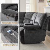 Oversized Power Reclining Sectional Sofa with Wireless Charging, Modern Electric Recliner 5 Seater Sofa, Family-Sized Sectional Corner Couch with USB Charging, Thickened Padding, Sturdy Frame, Grey TODRANI