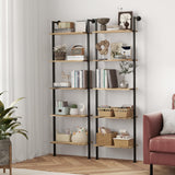 5-Tier Bookshelf Solid Wood Ladder Shelf, Narrow Book shelf Display Shelf, Wooden Ladder Shelf Bookcase, Wall Mount Ladder Shelf, Storage Rack for Living Room, Bedroom, Industrial Style, Rustic Brown Acovy