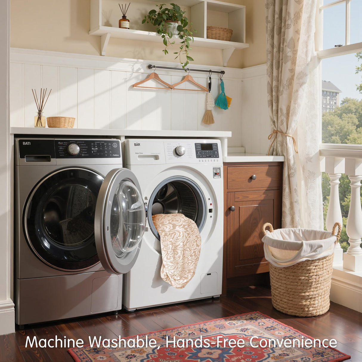 SUBRTEX 2 Piece Couch Covers, Jacquard Damask 3 Seater Sofa Cover with Seat Cushion, Stretch Sofa Slipcovers Non Slip Furniture Protector for Dogs Pets (Large, Khaki) SUBRTEX