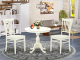 East West Furniture AMGR3-LWH-W 3 Piece Dinette Set for Small Spaces Contains a Round Kitchen Table with Pedestal and 2 Dining Room Chairs, 36x36 Inch, Linen White East West Furniture