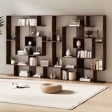 Tangkula Irregular Wooden Bookshelf, Geometric Bookcase w/Open Compartments & 2 Anti-Tip Kits, Decorative Freestanding Display Shelf, Modern Storage Organizer for Living Room, Office (Rustic Brown) Tangkula