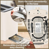 SEEDEEM Toaster 2 Slice, Bread Toaster with LCD Display, 7 Shade Settings, 1.４'' Extra Wide Slots Toaster with Cancel, Bagel, Defrost, Reheat Functions, Removable Crumb Tray, 900W, Cream White SEEDEEM