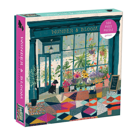 Galison Wonder & Bloom Puzzle, 500 Pieces, 20”x20” – Brightly Colored Scene of a Welcoming Local Plant Shop – Challenging, Perfect for Family Fun, Multicolor Galison