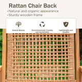 PHI VILLA Outdoor Acacia Wood Dining Chairs Set of 6, Armchairs with Strong Wicker Back & Seat, Farmhouse Style Teak Patio Deck Yard Balcony Garden Furniture PHI VILLA