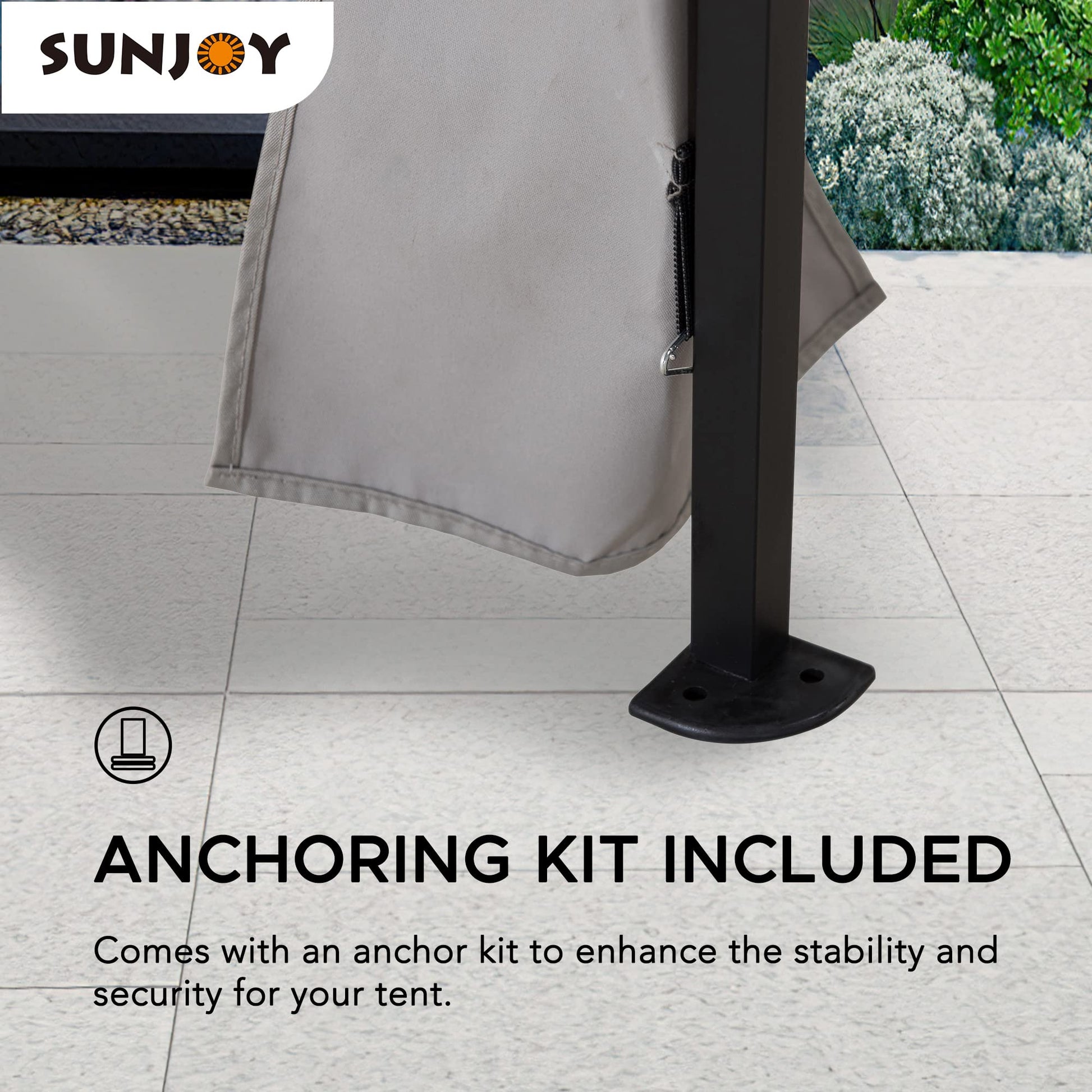 Sunjoy 11x11 ft. Pop-Up Instant Gazebo, Outdoor Portable Steel Frame 2-Tier Top Canopy/Tent with Netting and Carry Bag, Gray - WoodArtSupply