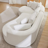 Opiesit 124" Oversized Boneless Couches for Living Room, Sectional Curved Sofa with 7 Pillows, L-Shape Boneless Couch with Deep Seat, High-Density Memory Foam, No Assembly Required, Chenille (White) Opiesit